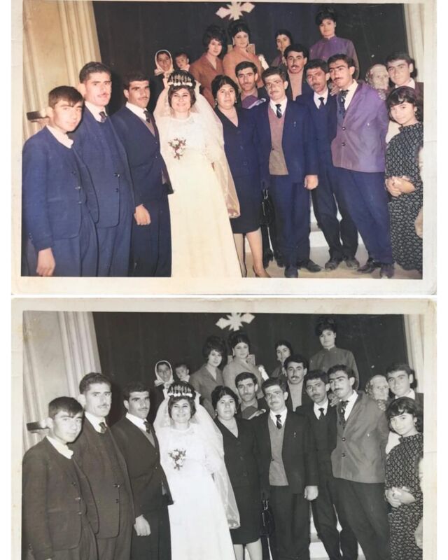 Foto’s uit 1967 (Zwart/wit) van o.a. de bruiloft van mijn ouders een kleur gegeven.